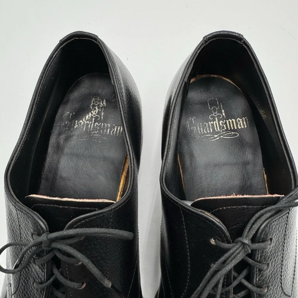 Vintage Guardsman Black Leather Derby Dress Shoes Mens 9.5 Classic Career Formal